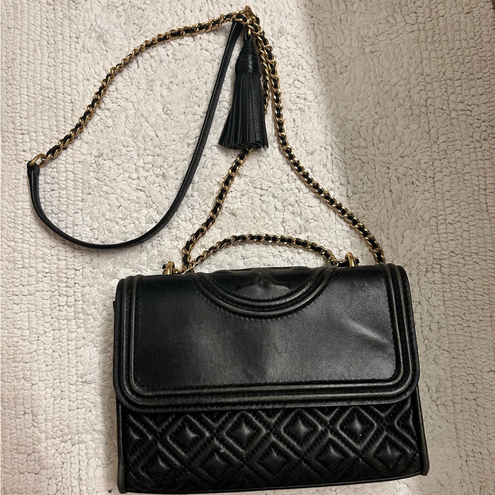 Tory Burch Fleming Black Convertible Shoulder Bag